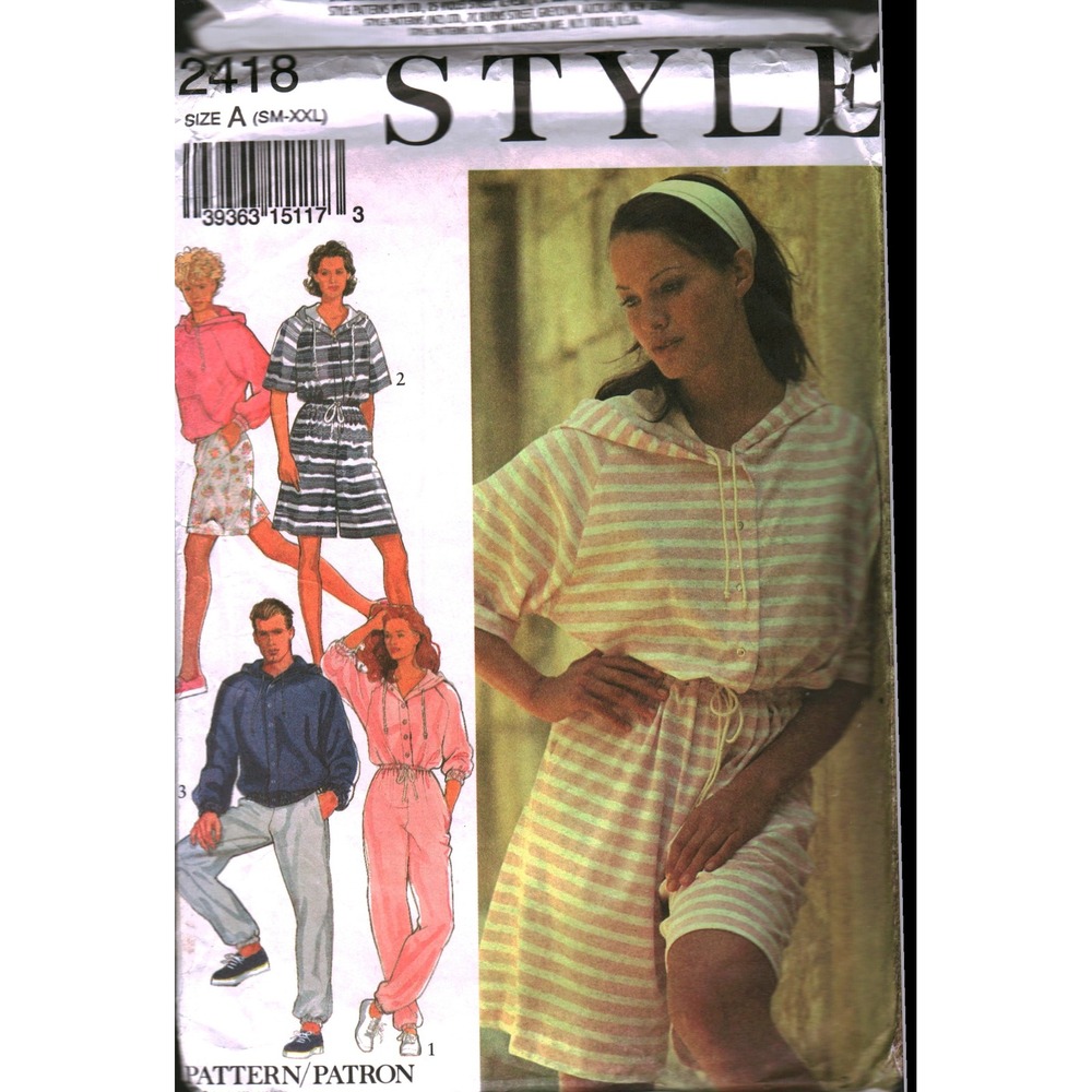Style 2418 Unisex Oversized Sportswear Sewing Pattern Hooded Jumpsuit Top Shorts